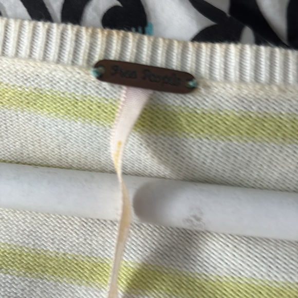 Striped White and greenishWomen's Sweater free people cardigan size small - Picture 2 of 4